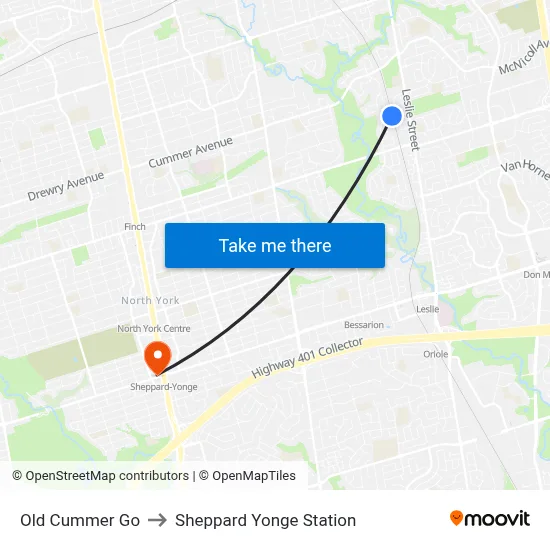 Old Cummer Go to Sheppard Yonge Station map