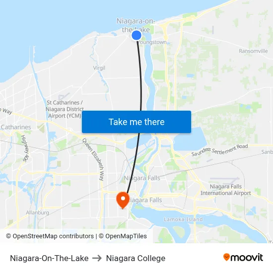 Niagara-On-The-Lake to Niagara College map