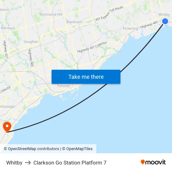 Whitby to Clarkson Go Station Platform 7 map