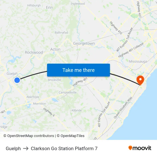 Guelph to Clarkson Go Station Platform 7 map