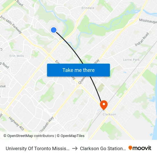 University Of Toronto Mississauga Campus to Clarkson Go Station Platform 7 map