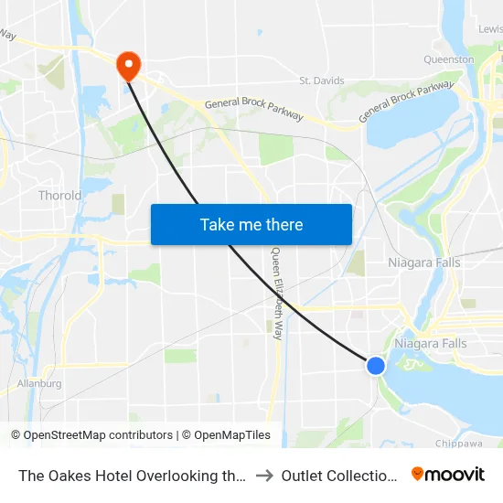 The Oakes Hotel Overlooking the Falls Niagara Falls to Outlet Collection at Niagara map