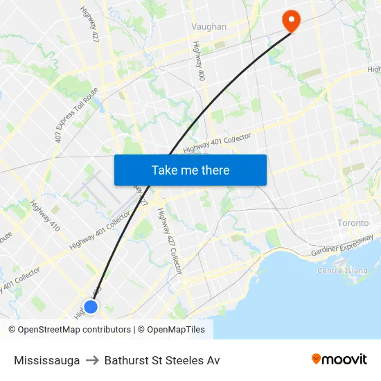 Mississauga to Bathurst St Steeles Av map