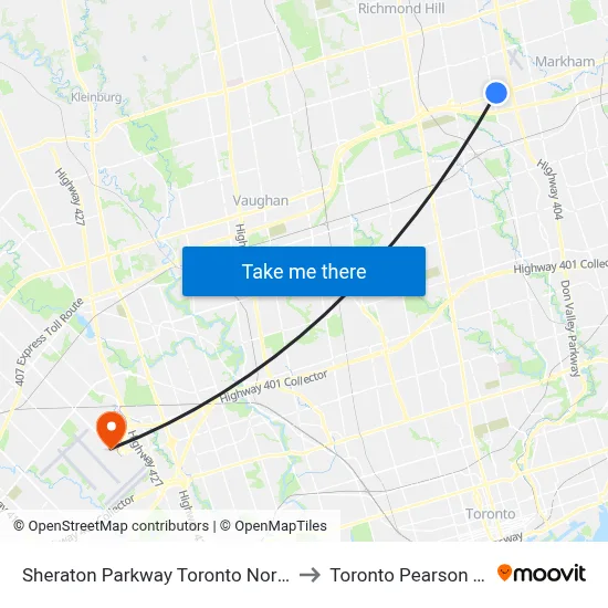 Sheraton Parkway Toronto North Hotel Suites Richmond Hill to Toronto Pearson Terminal 3 Station map