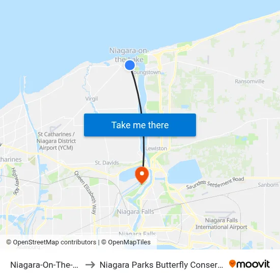 Niagara-On-The-Lake to Niagara Parks Butterfly Conservatory map