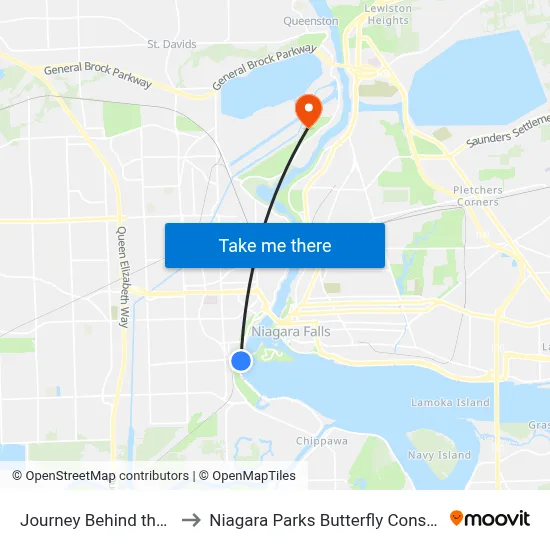 Journey Behind the Falls to Niagara Parks Butterfly Conservatory map