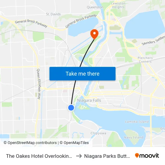 The Oakes Hotel Overlooking the Falls Niagara Falls to Niagara Parks Butterfly Conservatory map