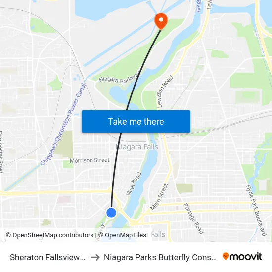 Sheraton Fallsview Hotel to Niagara Parks Butterfly Conservatory map