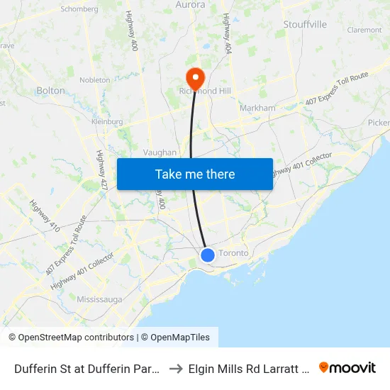 Dufferin St at Dufferin Park Ave to Elgin Mills Rd Larratt Lane map