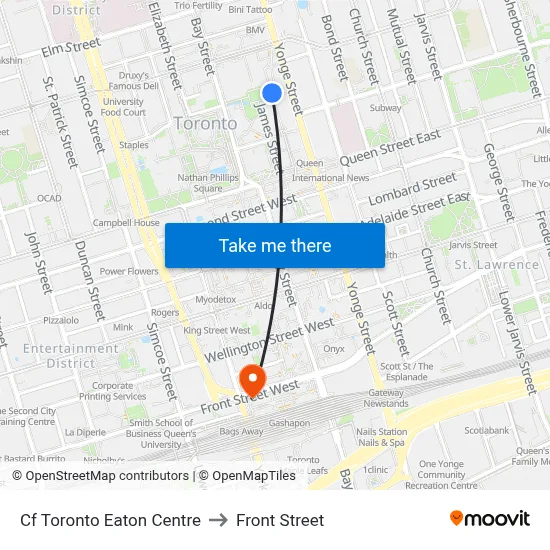 Cf Toronto Eaton Centre to Front Street map