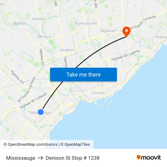 Mississauga to Denison St Stop # 1238 map