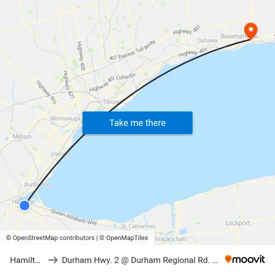 Hamilton to Durham Hwy. 2 @ Durham Regional Rd. 42 map
