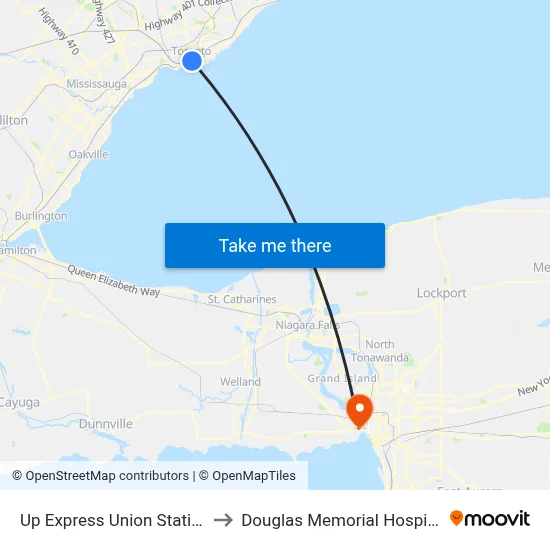Up Express Union Station to Douglas Memorial Hospital map