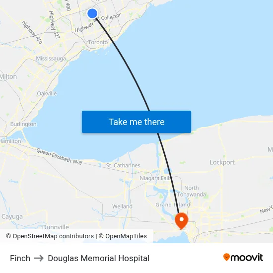 Finch to Douglas Memorial Hospital map