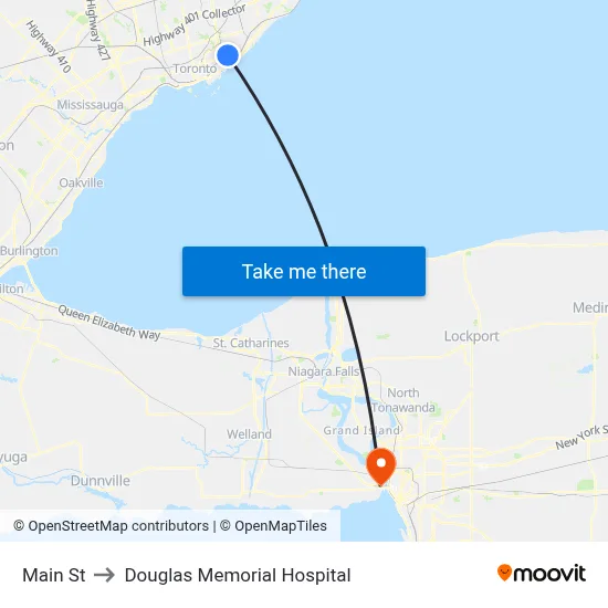 Main St to Douglas Memorial Hospital map