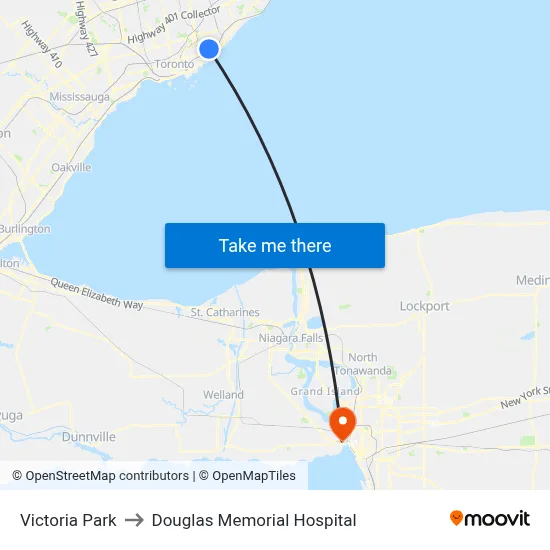Victoria Park to Douglas Memorial Hospital map