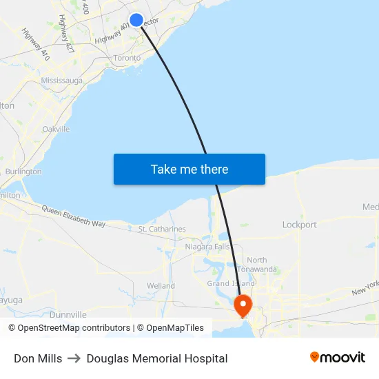 Don Mills to Douglas Memorial Hospital map