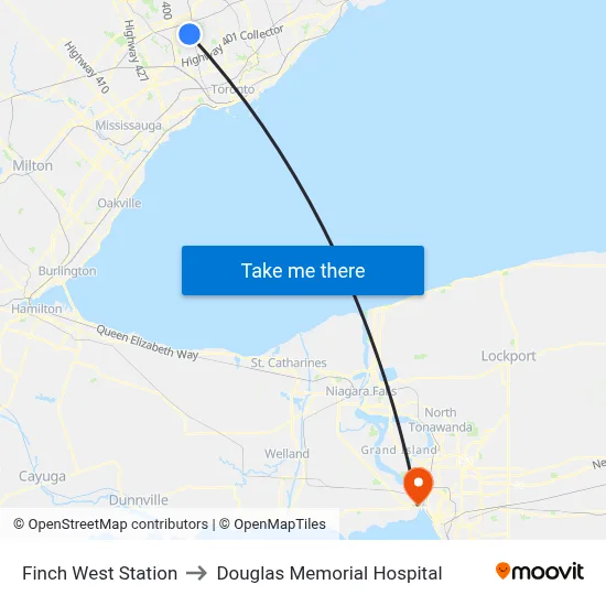 Finch West Station to Douglas Memorial Hospital map