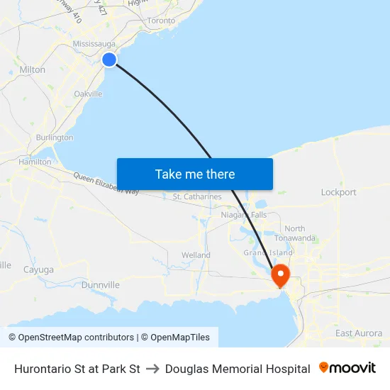 Hurontario St at Park St to Douglas Memorial Hospital map