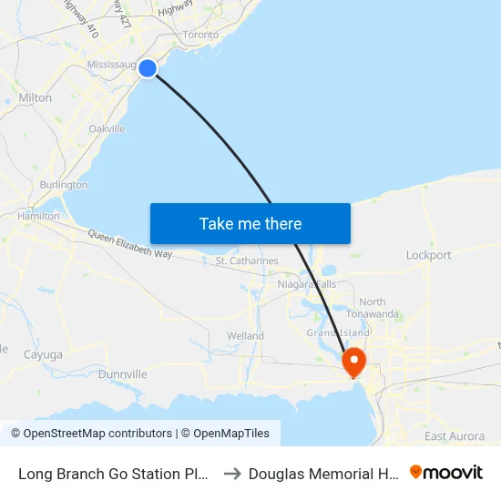 Long Branch Go Station Platform A to Douglas Memorial Hospital map
