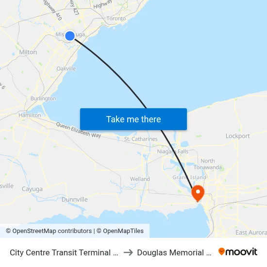 City Centre Transit Terminal Platform E to Douglas Memorial Hospital map