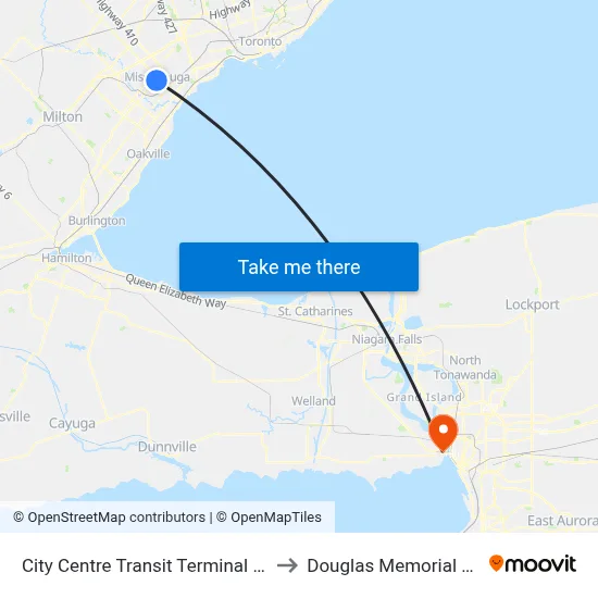 City Centre Transit Terminal Platform J to Douglas Memorial Hospital map