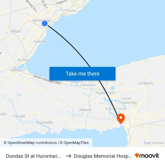 Dundas St at Hurontario St to Douglas Memorial Hospital map