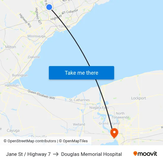 Jane St / Highway 7 to Douglas Memorial Hospital map