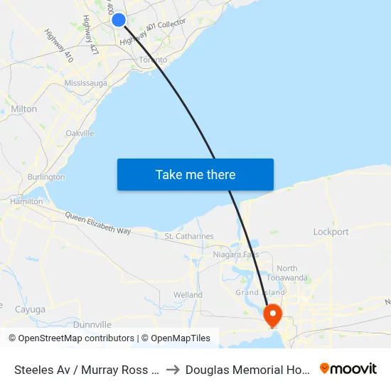 Steeles Av / Murray Ross Pkwy to Douglas Memorial Hospital map