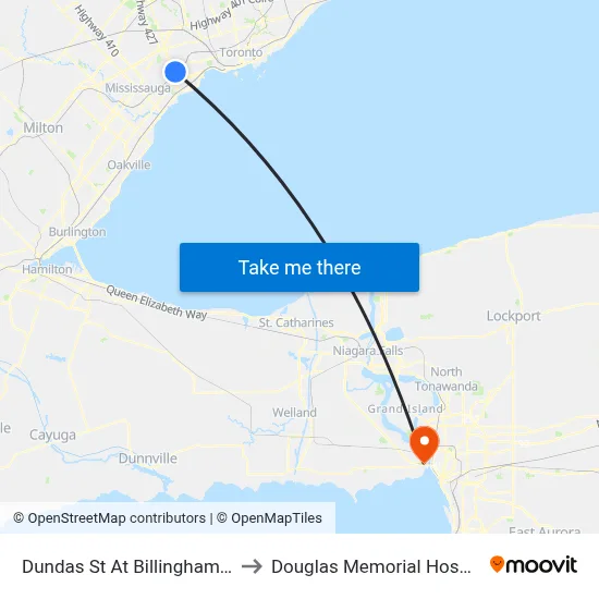Dundas St At Billingham Rd to Douglas Memorial Hospital map