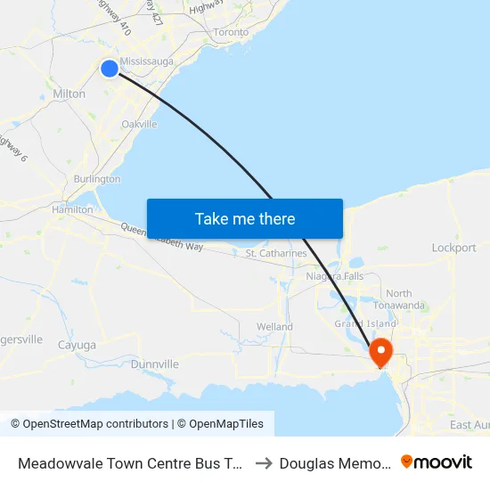 Meadowvale Town Centre Bus Terminal Platform H, I, J to Douglas Memorial Hospital map