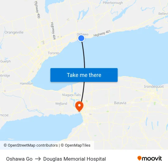 Oshawa Go to Douglas Memorial Hospital map