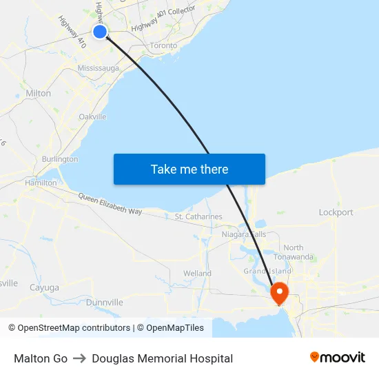 Malton Go to Douglas Memorial Hospital map