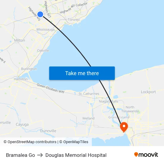 Bramalea Go to Douglas Memorial Hospital map