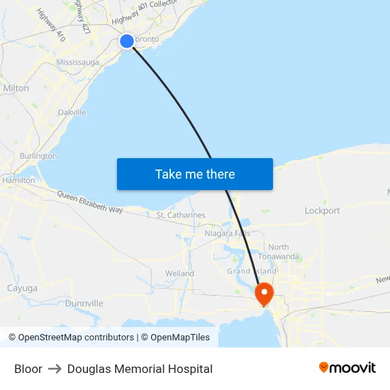 Bloor to Douglas Memorial Hospital map