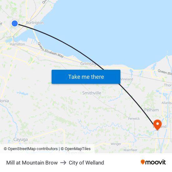 Mill at Mountain Brow to City of Welland map