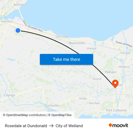Rosedale at Dundonald to City of Welland map