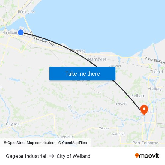 Gage at Industrial to City of Welland map