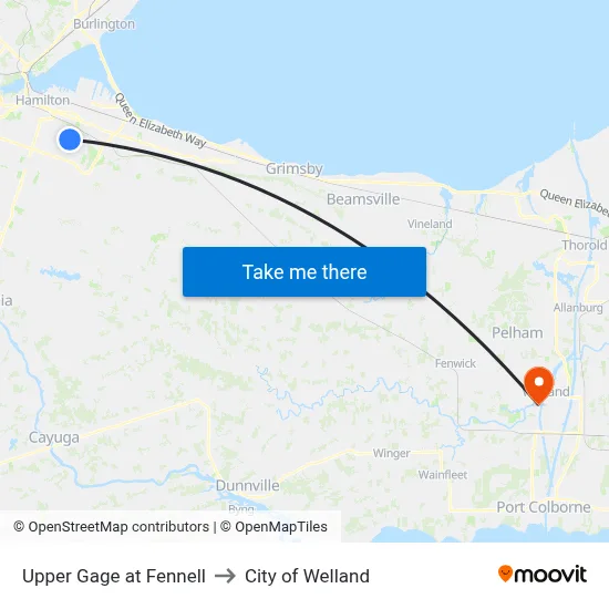 Upper Gage at Fennell to City of Welland map