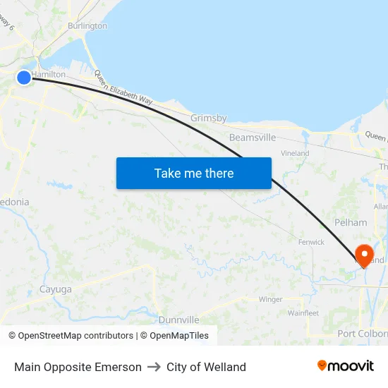Main Opposite Emerson to City of Welland map