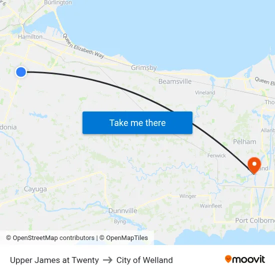 Upper James at Twenty to City of Welland map