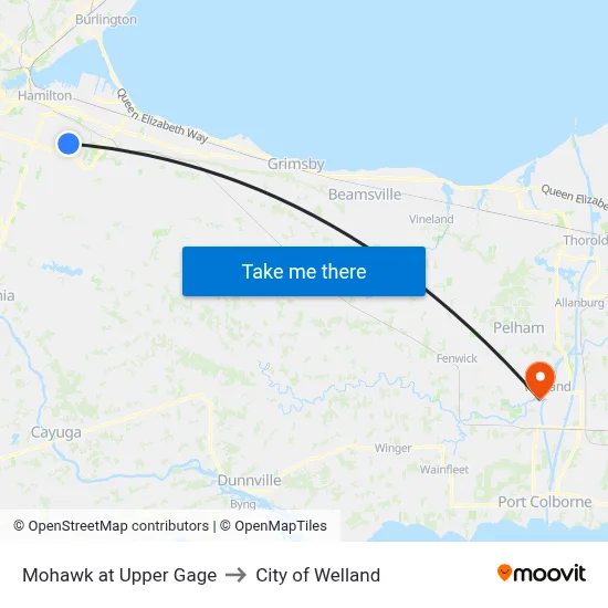 Mohawk at Upper Gage to City of Welland map