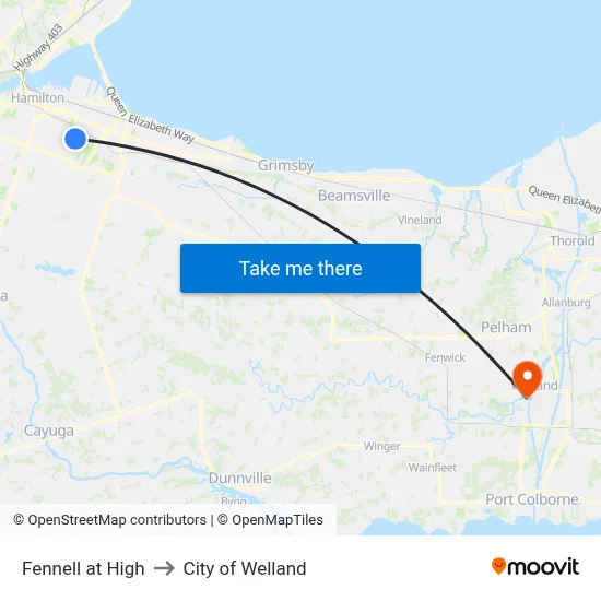 Fennell at High to City of Welland map
