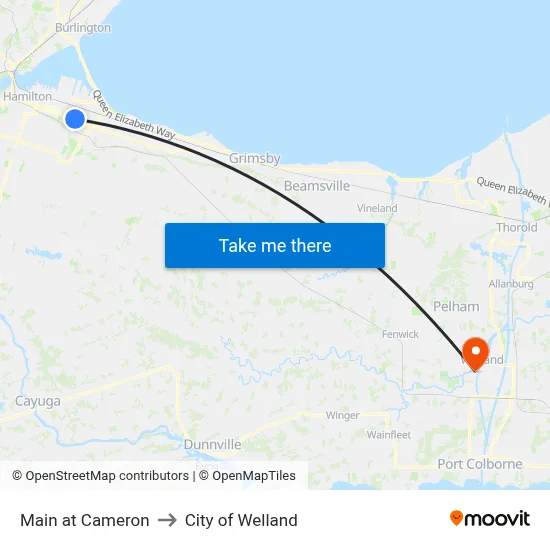 Main at Cameron to City of Welland map