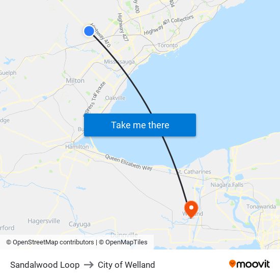 Sandalwood Loop to City of Welland map