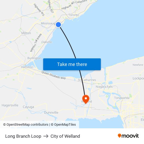 Long Branch Loop to City of Welland map