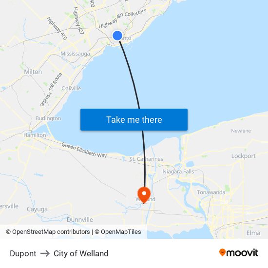 Dupont to City of Welland map
