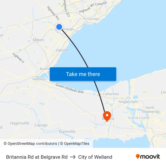 Britannia Rd at Belgrave Rd to City of Welland map