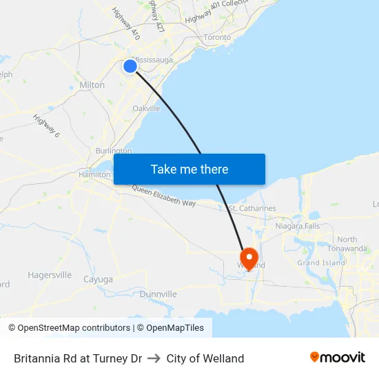 Britannia Rd at Turney Dr to City of Welland map