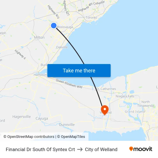 Financial Dr South Of Syntex Crt to City of Welland map